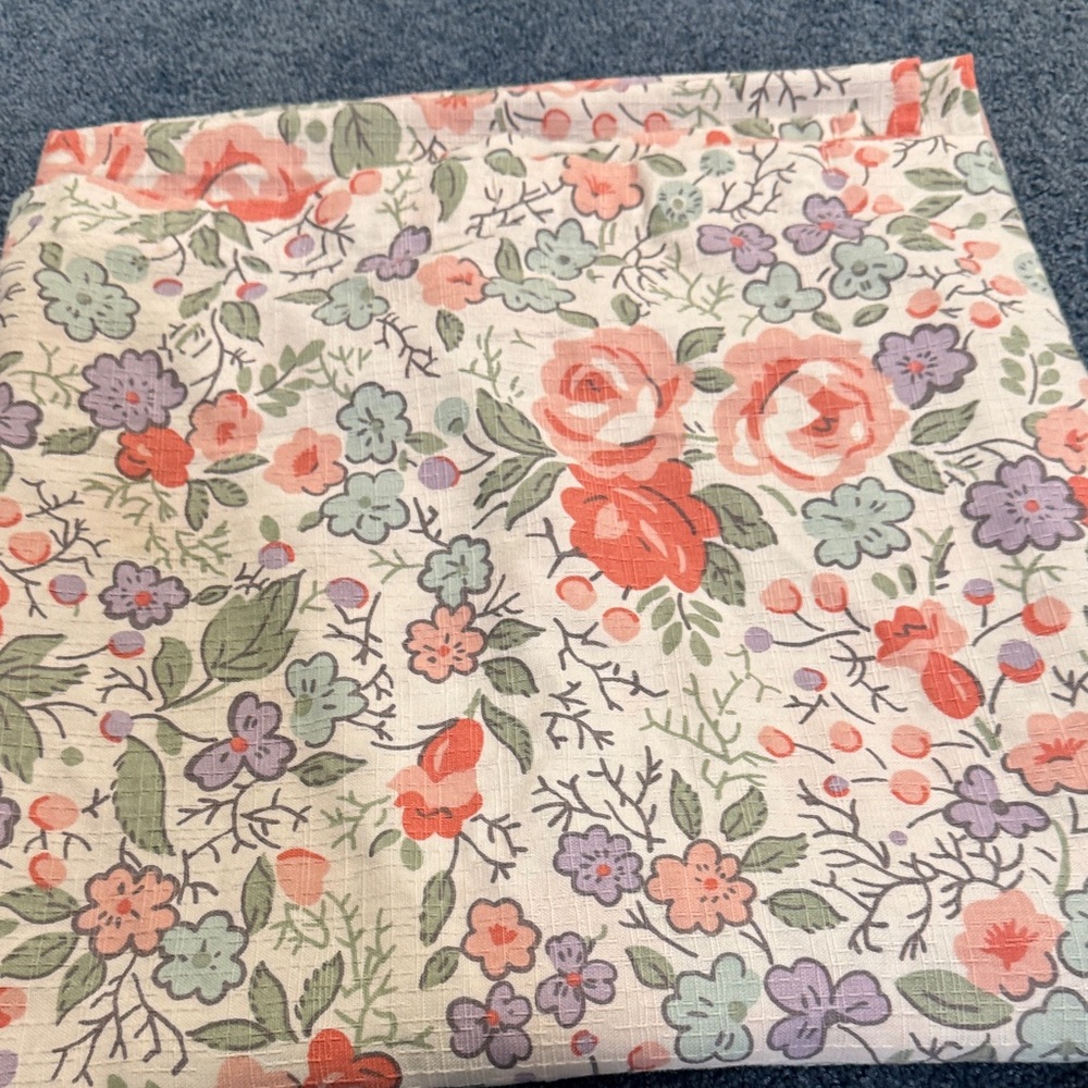 Laura Ashley Floral Fabric shower Curtain Coral, Lavender & Sage